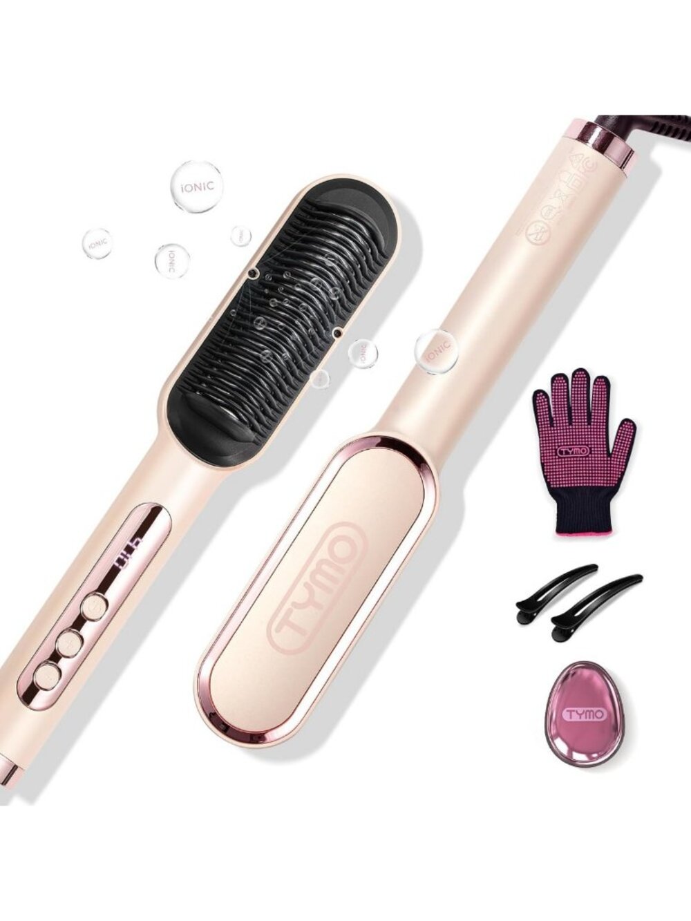 Ionic Hair Straightening Brush, 9 Heat Settings, Fast Styling Comb for Smooth